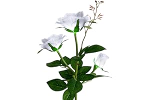 Homeleo Solar Powered Garden Flower Lights Outdoor, Waterproof Artificial Rose Decorative Lights for Christmas Garden Backyard Patio Pathway Front Yard Decoration- White