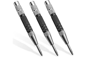 GCNWW 3 Pcs Black Automatic Center Punch, Steel Adjustable One-Handed Spring Impact Loaded Center Hole Punch, Metal Hole Punch Hand Push Tools for Machinists Glass Wood Thin Steel Sheets and More