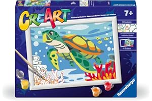 Ravensburger - Creart Tartaruga Marina | Kit Pittura Bambini | Dipingere Con I Numeri Include Tutto Il Necessario | Giochi Bambini 9 Anni O Più | Creart 9 Anni