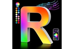 ‎KANGTAIXIN LED Buchstaben Lichter Alphabet, Led Leuchtbuchstabe Farblich Veränderbar mit USB-Netzteil, APP-Kontrolle, Dimmbar, Dekoration für Geburtstag Weihnachten Hochzeit Party Valentinstag - Buchstaben R