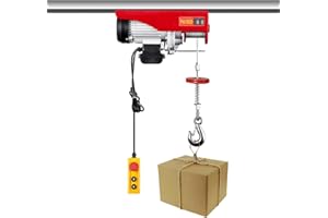 HINOPY Elektrische Seilwinde, 800kg/1000kg Elektrischer Seilzug Flaschenzug Kran Hub Seilzug Motorwinde Seilhebezug Mit Fernbedienung Hebehöhe bis 12 m Seilaufzug (1000kg)