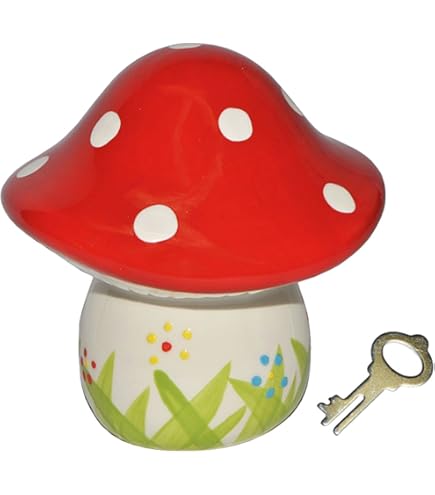 Decoratie tuinbeeldje paddenstoel - vliegenzwam - rood/wit - 11 x 12cm