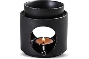 Dalephoric Duftlampe Teelicht, Duftlampe für Ätherische Öle, Duftöl Lampe, Aromalampe mit Kerzenlöffel, Abnehmbare Schale, Räucherstövchen, für Duftwachs und Duftöl, Matt Schwarz