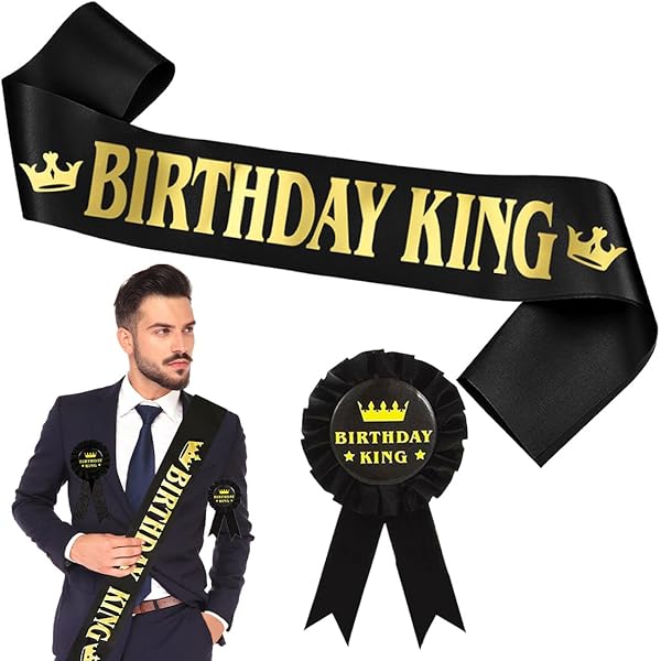 Fascia E Corona Re Per Compleanno Uomo: Oro E Strass, Accessorio Per Feste Principe - 5