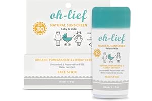 OH LIEF Oh-Lief Natural Sunscreen Baby & Kids 30ml Face Stick, Certified Natural & Organic, Broad-Spectrum protection UVA/UVB, Hypoallergenic & water-resistant