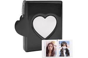 JIAYAUS Kpop Album Fotos Puede Almacenar 32 Hojas, Corazón Negro Libro de Fotos con Colgante de Corazón Negro, Mini Moda álbum de Fotos Adecuado para Almacenar Fotos de ídolos, Tarjetas, Pegatinas