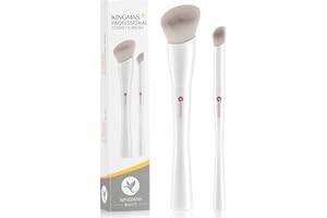 KINGMAS Abgewinkelter Foundation-Pinsel, Mini-Concealer-Pinsel, Kabuki unter den Augen, Kontur, Make-up-Pinsel für Flüssigkeit, Mischen, Creme, Puder, Rouge, Buffing, Tupfen, Gesicht, Make-up