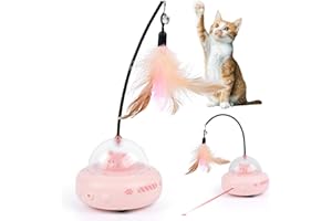 Gerbala Elektryczna zabawka dla kotów, interaktywna zabawka dla kotów, samodzielne zajęcie, elektryczna automatyczna, możliwość ponownego ładowania przez USB (różowa)