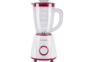 BEPER P102FRU501 Mixeur de table 1,5 L – 400 W, 4 lames en acier inoxydable, 2 vitesses + fonction Pulse, pichet gradué, couvercle avec trou, base antidérapante, idéal pour les crèmes et sauces