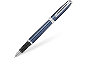 Sheaffer Prelude Deep Blue w/Horizontal Line Engraving and Medium Nib Fountain Pen
