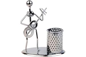 WINTERWORM School Days Iron Men Art Music Instrument Metal Pencil Cup Pen Container Holder Pencil Pot Organizer (Guitar)