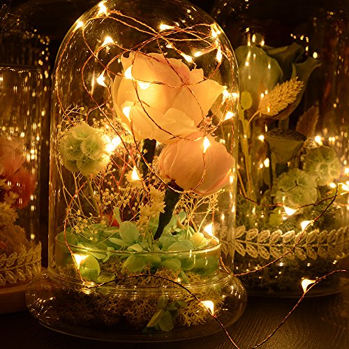 Lichterkette Kupferdraht, Sunix LED Lichterkette, 11 Meter 110 LED Sternklar Lichterketten Warmweiß Dimmbar Beleuchtung Dekoration mit Fernbedienung für Weihnachten, Hochzeit, Party, Balkon, Terrasse, Fenster, Treppe, Bar, etc - 2