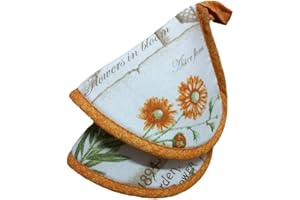 Campanella Ricami Fiorentini Baldi Set 2 Presine da Cucina in Cotone 100% (Botanic Arancio)