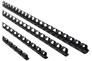RAYSON Canutillos encuadernar de plástico, Multitamaño, 21 anillas, Capacidad de encuadernación de 20-90 hojas, 6mm 8mm 10mm 12mm, A4, Negro, paquete de 100