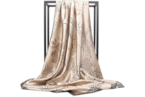 HUNKER Foulard en soie pour femme - Grand carré Satin 90 cm
