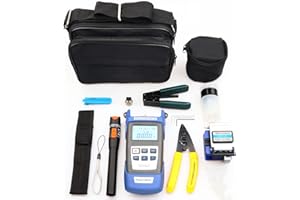 Wokyo FTTH Fiber Optic Termination Tool Kit, Fiber Optical Cable Cold Connection Tool Kit w/FC-6S Fiber Cleaver 10mW Visual Fault Locator Optical Power Meter for CATV Engineering