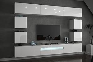 Furnitech C81 Future Pareti attrezate, Soggiorno moderno, Set mobile TV, Armadio moderno, Pensile (Senza led, C81-HG-W2 1B)