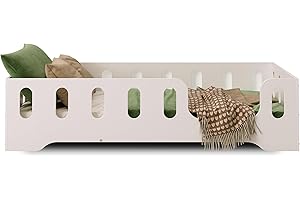 smartwood Lit Enfant 140x190 TILA 2P - lit avec sommier à Lattes - Meubles de Chambre d'enfant - lit Enfant en Bois avec Barriere - différentes Variantes - Blanc - 190x140 lit Simple