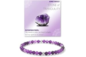 LOCCY Bracelet Pierre Naturelle Femme, Élastique Bracelets en Pierre Naturelle de 4mm Bracelet Perles Bracelets Yoga pour Femmes pour Cadeaux d'Anniversaire, Noël, Fête des Mères