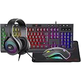 Havit Gamenote KB887CM-TUR 4'l&uuml; Gaming Set &ndash; Klavye, Mouse, Kulaklık, Mousepad &ndash; Rainbow Aydınlatma, T&uuml;rk&ccedil;e Q, 3.5mm Jack, PC