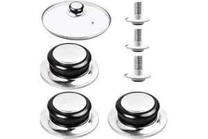 TINSELLNS 3Pcs Pot Lids Handle, Heat-Resistant Cooking Pot Pan Lids Button, Stainless Steel Replacement Pan Lid Knobs, Saucepans Lid Knobs Replacement Hand Grip, Universal Cookware Circular Steam Knob
