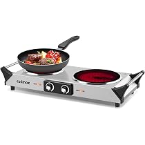 CUSIMAX Electric Hob, Hot Plates for cooking Portable Double Hob with  Handles Infrared Cooktop u0026 Dual Temperature Control, 2 Hob Rings (900W u0026  1200W) Easy to Clean, Stainless Steel : Amazon.co.uk: Home