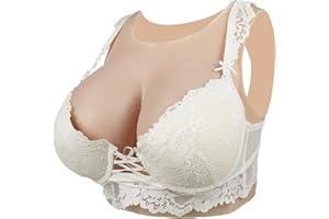 Minaky Faux Seins Silicone Col Rond et Creux Plaques mammaires réalistes pour Le Cosplay Transgender Drag Queen Crossdresser Shemale Travesti（G Cup，Jaune）