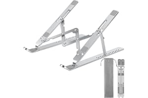 Smart Kraft ALUMINUM ADJUSTABLE LAPTOP STAND FOR DESK, FOLDABLE LAPTOP HOLDER FOR DESK, LAPTOP RISER FOR MACBOOK PRO/AIR, HP, LENOVO, SONY, DELL & MORE (10-15.6” LAPTOPS & TABLET)