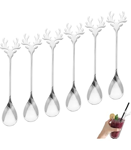 Ensemble De 6 Cuillères à Café De Noël - Acier Inoxydable Avec Pendentifs Festifs - Boîte Cadeau