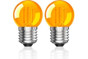 Luxvista 2W Bombillas LED E27 Vintage Luz Calida 2000K G40 Ámbar Bombilla para Lámparas de Noche Sueño Saludable y Luz de Cuna,Equivalente 20W, No Regulable,Paquete de 2