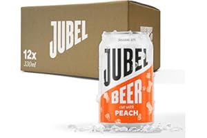 JUBEL Peach Beer (12x330ml) | Award Winning Gluten Free Beer | Vegan/Low Calorie/Low Sugar | Dangerously Refreshing Fruit Lager | Sociable 4% ABV | Voted UK's Best Fruit Beer | B Corp Certified
