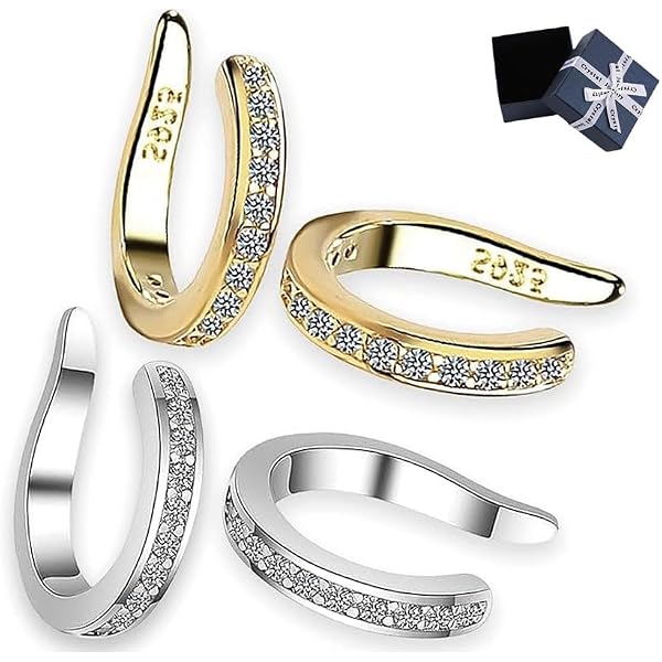 Fixura Clips D'oreille Ajustables Sans Piercing - Bijou Fin En Métal Pour Effet Manchette | Argent Et Or - 9