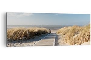 ARTTOR Lienzos decorativos Playa mar pasarela orilla Cuadro Sobre Lienzo Moderno 140x50cm Cuadros Decoracion Salon Dormitorio Cocina Cuadros Pared Imágenes Grande XXL Wall Art Prints Decor AB140x50-2657