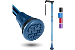 Rehand Canne de Marche Pliable Tout-Terrain, Canne de Marche pour Femme et Homme, Pointe Pivotante et Aide à la Mobilité Robuste, Bâton de Marche Réglable pour Les Personnes âgées et Les Dames