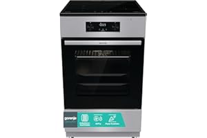 Gorenje GEIT5C61SPG Cuisinière sur pied avec plaque à induction, 50 cm, 70 l, Perfect Grill, AirFry, FrozenBake, Pizza Mode 300°C, AquaClean, Made in Europe, inox