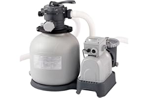 Intex-28652 Pompa di Filtraggio a Sabbia per Piscine Fuoriterra e Interrate, Colore Grigio, 10.000 l/h, 28652