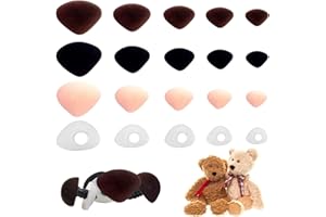 tyi Animal Safety Noses 45 Pcs Plastic Animal Safety Noses With Washers Safety Noses For Crochet Toys Plastic Flocking Safety Triangle Nose For Dolls Teddy Dolls Plush Toys DIY Craft