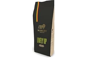 Marley Coffee Organic Strong Dark Roast Espresso Coffee Beans 1kg - Lively Up Blend - Marley Coffee - From The Marley Family - Strength 5 - For All Coffee Machines