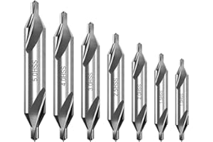 Pilikoll 7Stücke Zentrierbohrer Metall Set, 60 Grad HSS Center Drill Countersink Bohrer Zentrierbohrer Senker Anbohrer für Metall, Drehbank Bohrer Senker Zentralen Bohrung 1.0/1.5/2.0/2.5/3.0/4.0/5.0