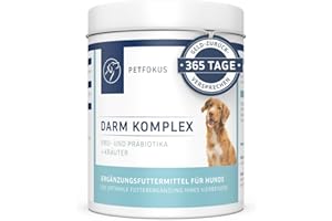PetFokus Darm Komplex für Hunde - Unterstützung der Verdauung, entzündungshemmend, Gelenkgesundheit und Gewichtskontrolle, ergänzend zur Nass-, Trocken- oder Rohfütterung - in Deutschland produziert