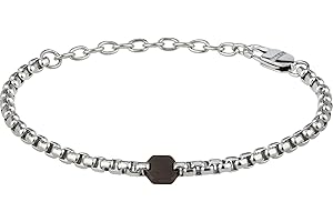 Breil, Collezione Kaleido, Bracciale Uomo in Acciaio Colorato, con Piccolo Esagono in Acciaio Satinato IP Gun e Pratica Chiusura a Moschettone, Lunghezza Regolabile da 17 a 22 cm, Silver e IP Gun