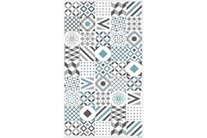 DobleUve Estudio Alfombra Vinílica Hidráulica 18 | Azul | 47x80 cm | Lavable Antideslizante | Para Cocina, Terraza Exterior y Salón