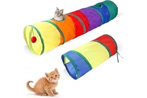 NEUSID Tunel dla kotów, 2 sztuki, składany tunel dla kotów, królików, 2-drożny tunel dla psów z otworami, kolorowy, tunel do zabawy dla królików, do użytku wewnątrz i na zewnątrz (2 rozmiary)
