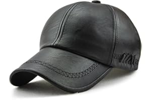 Ueither Uomo Cappellino da Baseball Polo Cappello PU Pelle Regolabili Baseball Berretto Autunno e Inverno