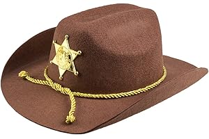 Boland Adult Sheriff Cowboy Hat, Western Fancy Dress Accessory, Unisex, For Men and Women, Rodeo, Party, Festival, Halloween, Cowboy Dress Up, One Size, Brown