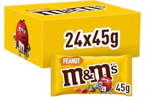 ‎M&M'S M&M's Peanut, Schokoladen Großpackung als Schokolade, 24 x 45g, Erdnussgeschmack Schokolinsen als Süßigkeiten, Schokoladen Geschenk (1080g)