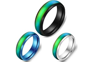 EUMENIDES Anillos que cambian de color, 6MM anillos de estado de ánimo, anillos de acero de titanio para hombres y mujeres, anillos de descompresión de moda