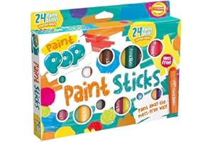 Paint Pop Paint Sticks For Kids - 24 Pack Assorted Colours - Twist & Paint, Mess-Free, Fast Drying Action, Easy Clean Up, Vibrant Colours, Multi-Surface