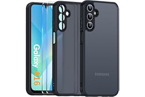 COPIKE Funda Mate para Samsung Galaxy A16 4G / 5G y Protector de Cámara, Carcasa Antigolpes Helada Translúcida Antihuellas con 2 Piezas Cristal Templado, Negro