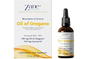 ZANE HELLAS PROBABLY THE BEST OREGANO OIL PRODUCTS IN THE WORLD Zane Hellas 190 mg Oregano Oil-164 mg Carvacrol per Serving-4 Drops Daily. 100% Greek Undiluted Oil of Oregano. 86%-90% Min Carvacrol. Probably The Best Oregano Oil in The World. 1 fl. oz.-30ml.
